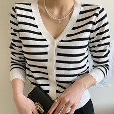 NANING9 女款Convio條紋針織開襟衫