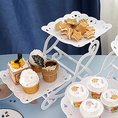 Dometopia 甜美雙層點心架, 1個, 蝴蝶方形