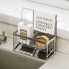 ROJI 지아 스테인레스 물빠짐 싱크대 수세미 거치대, 지아수세미거치대-단일색상, 1개