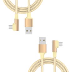 케이스틱 90도 직각 60w 고속충전 C타입 케이블, 골드, 2개, 3m