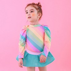 GOING KIDS 童款彩虹印花長袖泳衣+短泳裙