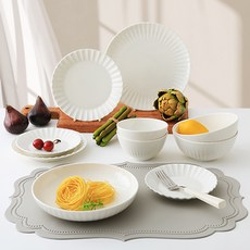 韓國 ZEN Pleats 雙人居家餐具組 10入, White, 餐具 10入, 1套