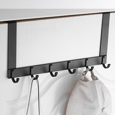 Standard Living 多用途門後掛鉤 門上衣架 掛架 長款, 黑色, 1個