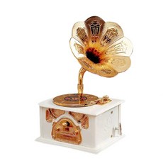 Dr Living Store 復古歐式經典黑膠唱片留聲機音樂盒 音樂盒 室內裝飾品, 白金色