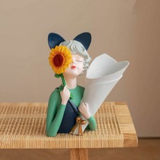 Marsh Marigold 向日葵少女裝飾玻璃花瓶, 綠色