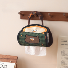 델리리움 귀여운 가정용 패브릭 키친타올 벽걸이 27 x 21.5 cm, 그린 곰, 2개