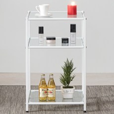 Tres Belle 鐵製玻璃模組層架 透明板 F4040, 透明(玻璃板) + 白色(框架)