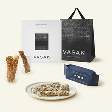 VASAK 김부각 연근 참깨 35g x 2개입 + 커피 헤이즐넛 35g x 2개입 + 보리새우 35g x 2개입 선물세트 + 쇼핑백, 1세트, 210g