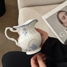 LANO 法式風格花朵陶瓷壺 室內裝飾花瓶, 法式藍