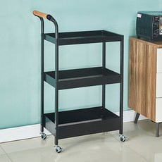 EVER HOUSE 金屬手推車置物架, 3層, 黑色