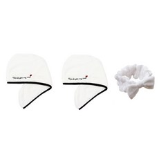 柔軟髮巾 SG20 2入 + 洗臉髮帶組合, 類型4, 1套