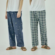 테라우드 남성용 모던체크 9부 파자마 바지 2종 세트