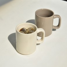 프렐류드 미에뜨 머그 380ml x 2종 세트, 아이보리, 베이지, 1세트