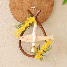 센트바스켓 럭키 소코뚜레 명태 액막이 도어벨 + 고리자석 세트, 미모사