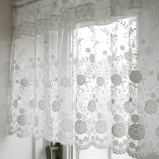 ANDCOTTON 經典蕾絲短窗簾, 白色