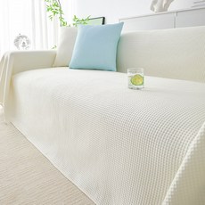 G&Y 鬆餅格壓紋涼感沙發罩蓋毯, 1個, 象牙白
