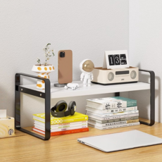 D&O 書桌廚房縫隙收納用小型層架 1層, 黑色 + 白色