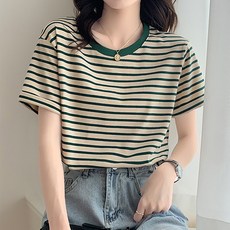 어썸풀 여성용 미스비 스트라이프 반팔 티셔츠 A24SMT031422
