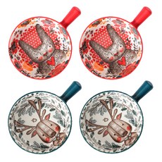 Willive 動物角色陶瓷手柄碗2件組, 紅色, 海軍藍, 2套