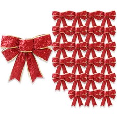 聖誕樹裝飾緞帶 2.5cm, 紅色, 24個