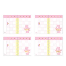 lucalab Care Bears 迷你6孔活頁補充內頁 月計畫 粉彩, 4個, 16張