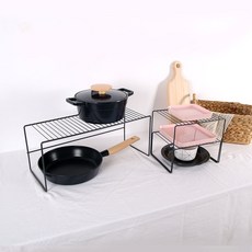 디베르 다크 냄비 냄비 정리용 랙 + 접시정리용 랙 대 + 소 세트, 다크그레이