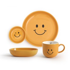 DOHO 스마일 그릇 세트 4p, 옐로우, 접시 + 타원볼 + 소스볼 + 머그