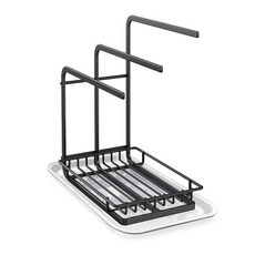 MONACO OLIVE 鐵古董 3 層抹布晾衣架, 黑色, 1個