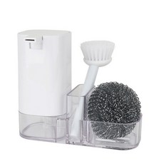 水槽用洗碗精按壓瓶含收納盒組, 白色的, 1套