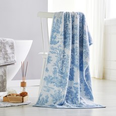 Raffineret Modern House Toile 精梳棉浴巾 70 x 140 cm, 藍色, 1個