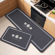 플라워 다용도 규조토 빨아쓰는 발매트 2종 세트, 네이비