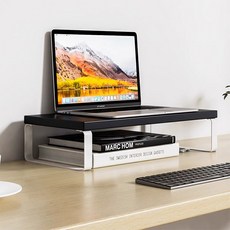 맙소샵 튼튼 철제다리 1단 슬림 모니터받침대 30cm HR2615, 블랙화이트