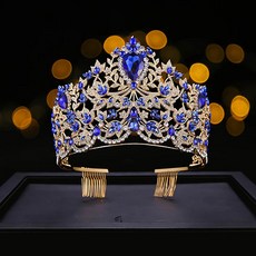 에스텔라 셀프웨딩 왕관 머리띠 avv914, 블루, 1개