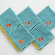 충무타올 브레드이발소 30수 캐릭터수건 고리 핸드타올, 소시지, 5개