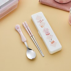 Modern House Safari World兔子靜音餐具筒+餐具組, 餐具容器+湯匙+筷子, 單品