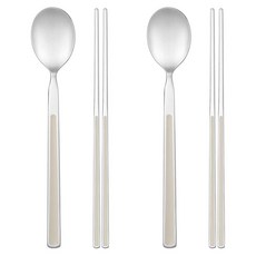 卡姆利 圓形雙人餐具組, 象牙白, 1個, 湯匙2支+筷子2雙