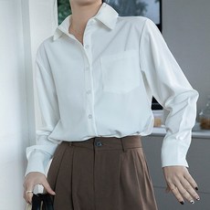 퀸이즈 여성용 베이직 단아 포켓 블라우스