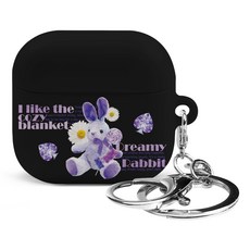 아이무이 시즌2 에어팟4 키링 하드 케이스, 퍼플버니 블랙, 1개