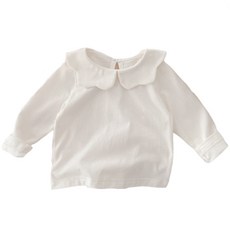 JOY MULTI 孩童波浪領素色長袖襯衫