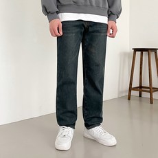 JHSTYLE 男款水洗直筒彈性刷毛複合牛仔褲 INROK573