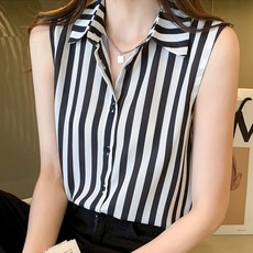 Awesomeful Carin 無袖條紋襯衫