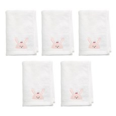 SEMOMS 兔子刺繡毛巾, 乳白色, 5入