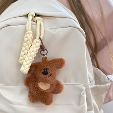 다다랜드 포근한 하트멍이 인형 키링, 7.7cm, 브라운, 1개