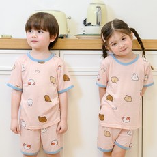 bonumam 兒童五分人造絲單面家居服上下套裝