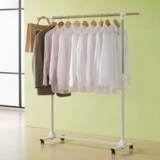 移動式不鏽鋼單桿掛衣架 NT-2001, 白色