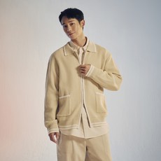 Mind Bridge 男款翻領拼色拉鍊開襟衫 MXCD2151