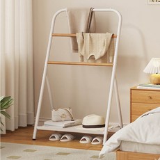 elelliving 極簡直立式衣架, 木紋白