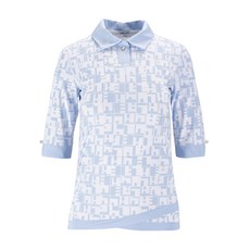 HALEY 女式下擺變體裹身式印花領短袖 T恤 HU-KT1013BL01