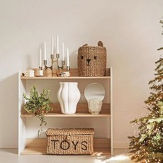 SimpleRoom 兒童用Moa正面原木書櫃, 橡木+白色, 2欄