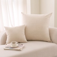 FORHOME 手工摩卡亞麻大型靠墊套 不含枕芯, 自然色